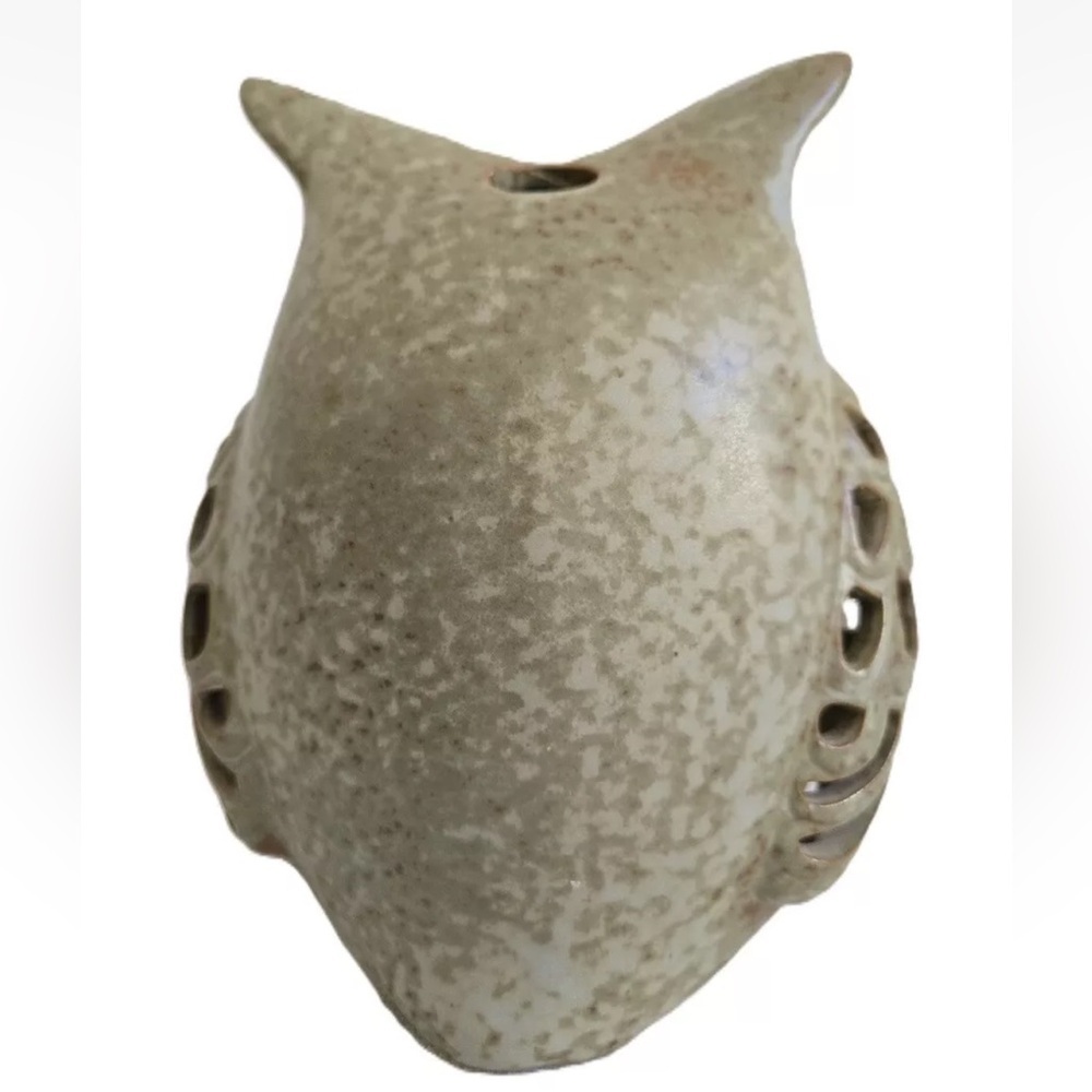 Ceramic Owl Battery Tea Light Green/Brown - Picture 3 of 5